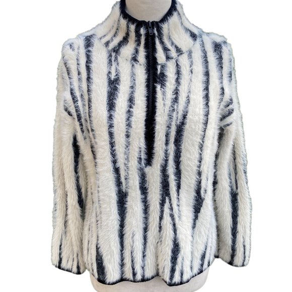 Anthropologie Cindy Eyelash Zebra Stripe Pullover Sz XS Animal Print  Mobwife - Picture 6 of 12